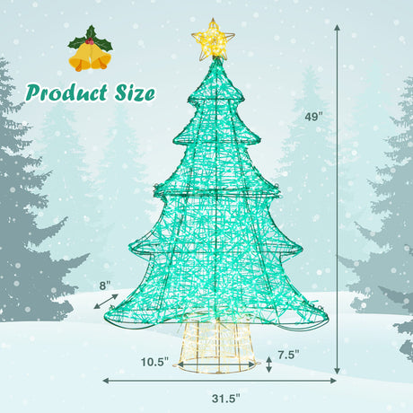 Árbol de Navidad Artificial Iluminado de 4 Pies con 520 Luces LED y Estrella Superior