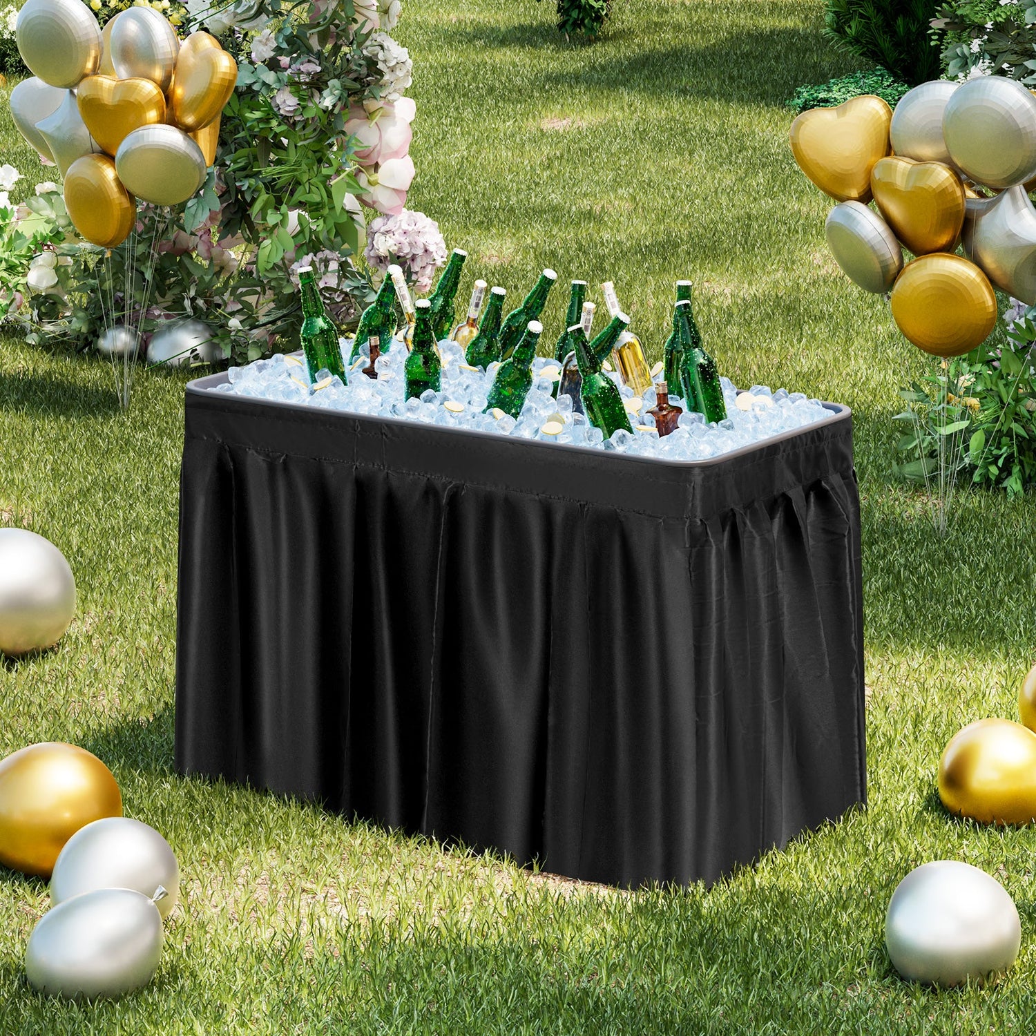Mesa Plegable de Plástico para Fiestas de 4 Pies con Faldón a Juego