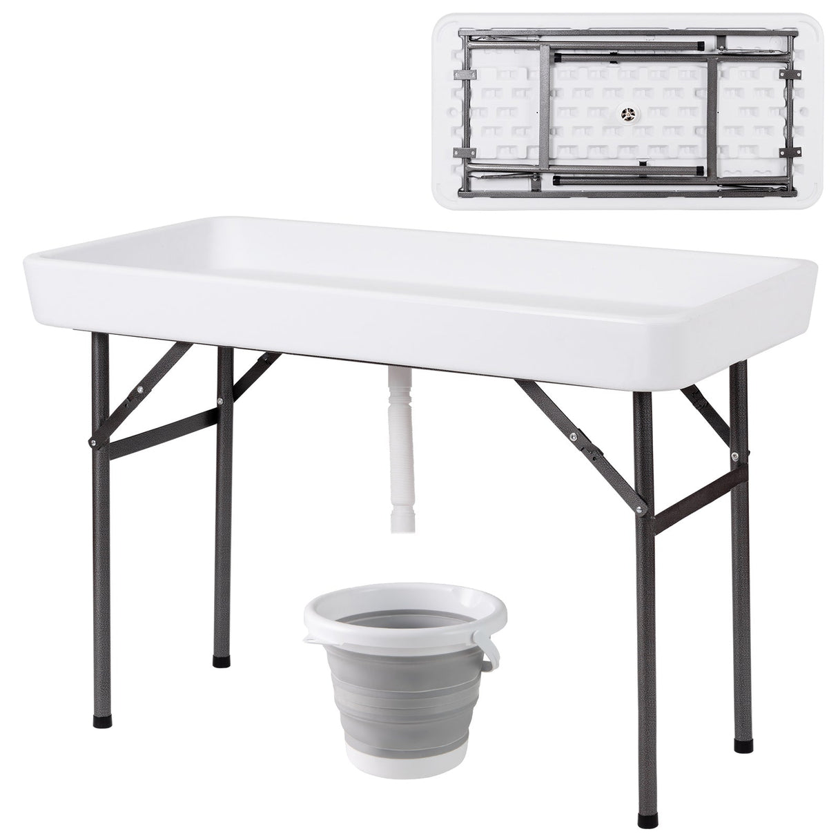 Mesa Plegable de Plástico para Fiestas de 4 Pies con Faldón a Juego