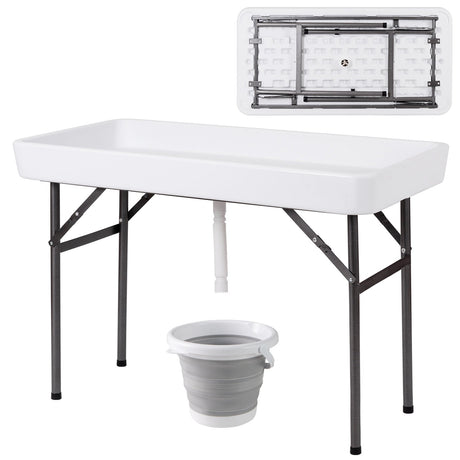 Mesa Plegable de Plástico para Fiestas de 4 Pies con Faldón a Juego