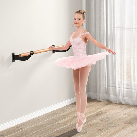 Barra de ballet de pared de 4 pies para yoga - Negro