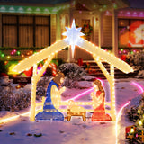 Escena de Nacimiento Iluminada de 4 pies, Juego de la Sagrada Familia Preiluminado de Navidad