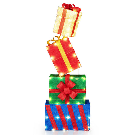 Juego de Cajas de Regalo Apilables de 4 Pies, 4 Cajas de Regalo de Navidad Apiladas