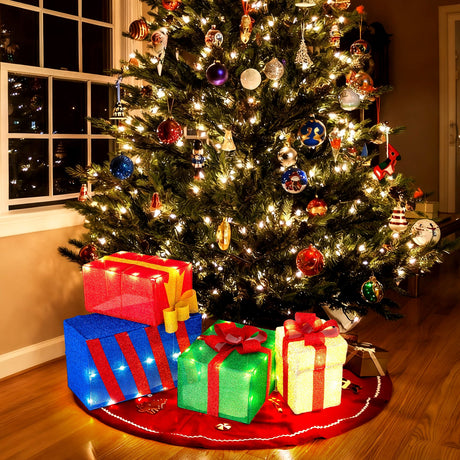 Juego de Cajas de Regalo Apilables de 4 Pies, 4 Cajas de Regalo de Navidad Apiladas