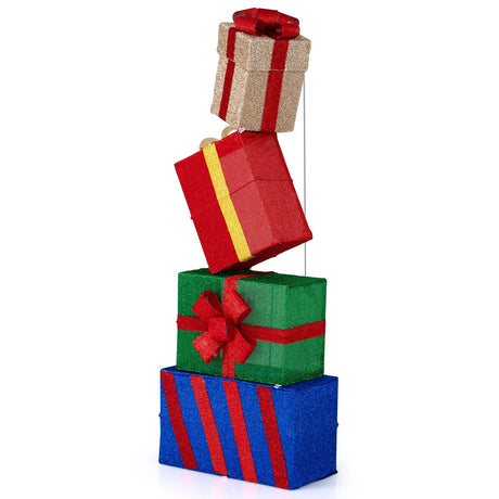 Juego de Cajas de Regalo Apilables de 4 Pies, 4 Cajas de Regalo de Navidad Apiladas