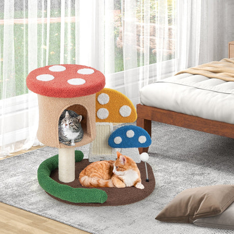 Árbol para gatos 4 en 1 con condominio y plataforma - Multicolor