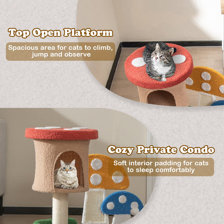 Árbol para gatos 4 en 1 con condominio y plataforma - Multicolor