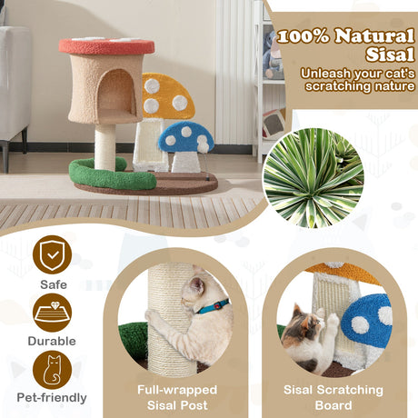 Árbol para gatos 4 en 1 con condominio y plataforma - Multicolor