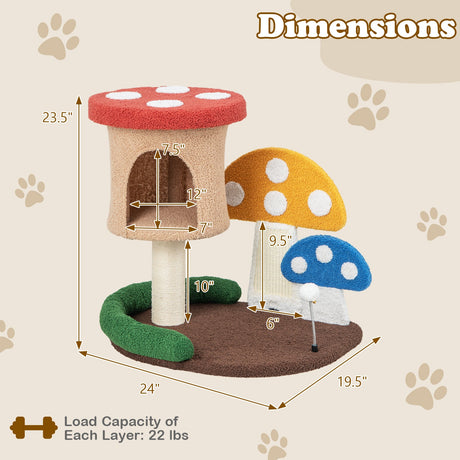 Árbol para gatos 4 en 1 con condominio y plataforma - Multicolor