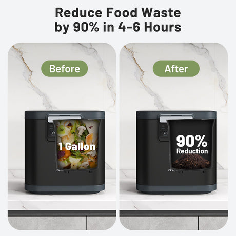 Compostador eléctrico de 4 L con tapa y pantalla LED para cocina - Negro