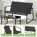 Juego de muebles de patio de 4 piezas, mecedora de exterior, juego de conversación - Negro