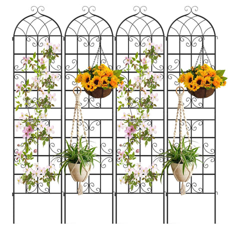 Paquete de 4 celosías metálicas de 218 cm x 50 cm para plantas trepadoras de exterior