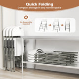 4 Pack Folding Stackable Chairs with Metal Frame and Carrying Handle-White