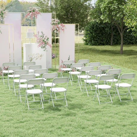 Paquete de 4 sillas plegables de metal con asiento y respaldo de plástico - Blanco