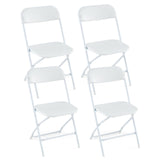 Paquete de 4 sillas plegables de metal con asiento y respaldo de plástico - Blanco