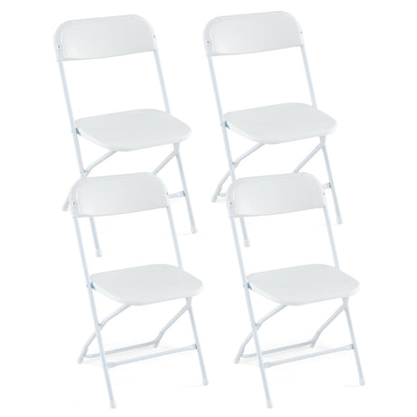 Paquete de 4 sillas plegables de metal con asiento y respaldo de plástico - Blanco