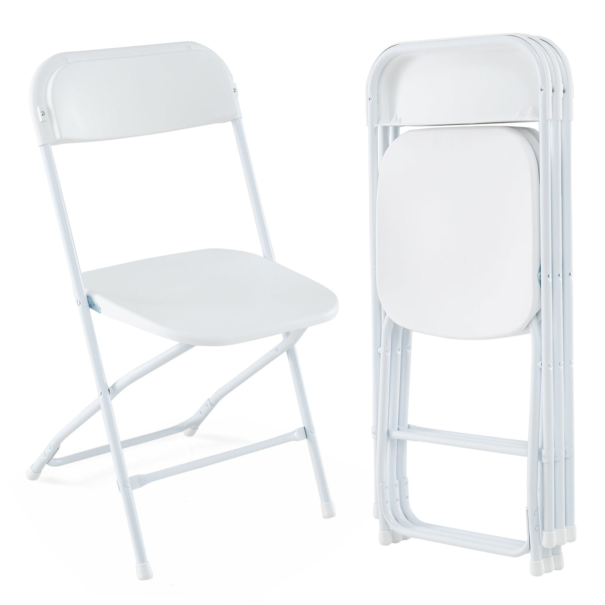 Paquete de 4 sillas plegables de metal con asiento y respaldo de plástico - Blanco