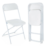 Paquete de 4 sillas plegables de metal con asiento y respaldo de plástico - Blanco