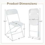 Paquete de 4 sillas plegables de metal con asiento y respaldo de plástico - Blanco