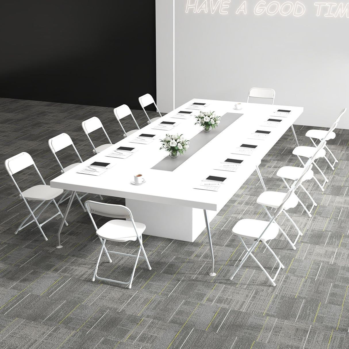 Paquete de 4 sillas plegables de metal con asiento y respaldo de plástico - Blanco