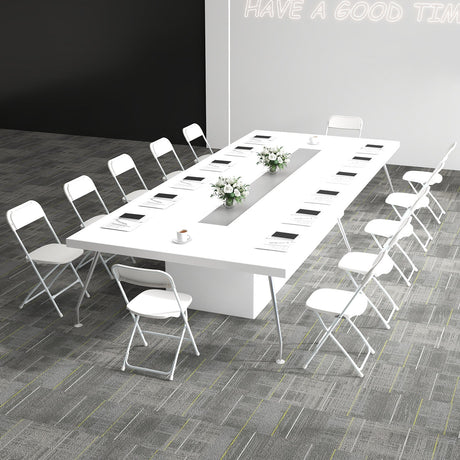 Paquete de 4 sillas plegables de metal con asiento y respaldo de plástico - Blanco