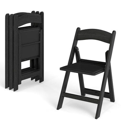 Paquete de 4 sillas plegables de resina con asiento acolchado