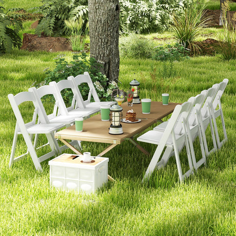 Paquete de 4 sillas plegables de resina con asiento acolchado
