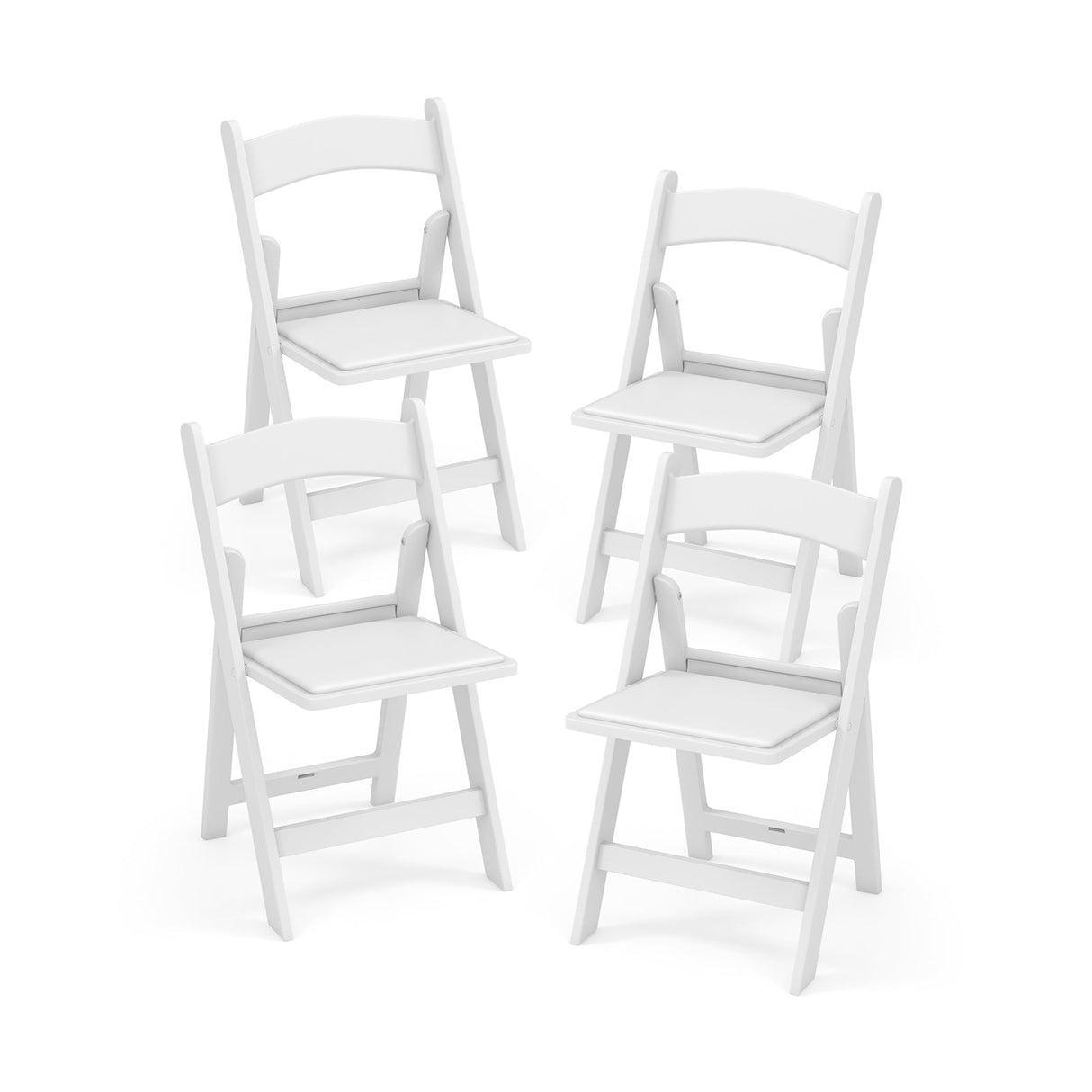 Paquete de 4 sillas plegables de resina con asiento acolchado