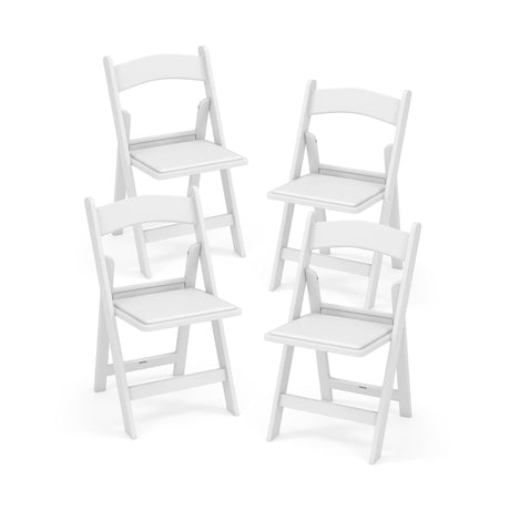 Paquete de 4 sillas plegables de resina con asiento acolchado