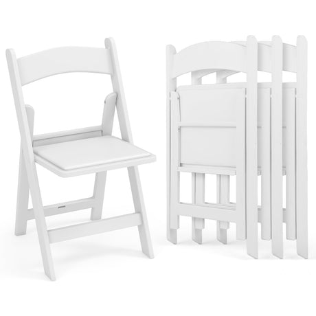 Paquete de 4 sillas plegables de resina con asiento acolchado