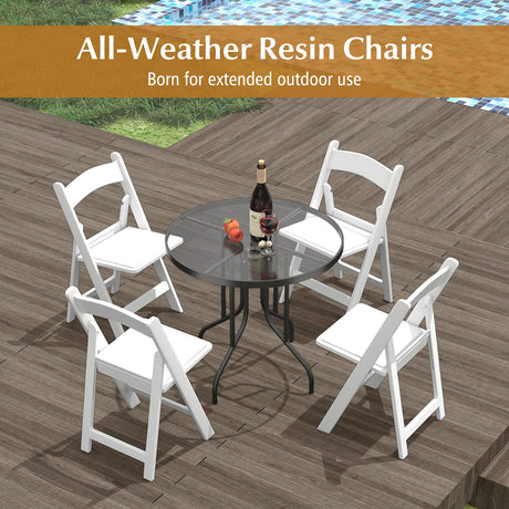 Paquete de 4 sillas plegables de resina con asiento acolchado