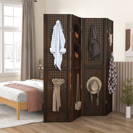 Expositor de pegboard de 4 paneles, 1,5 m de altura, pantalla plegable para manualidades, organizado