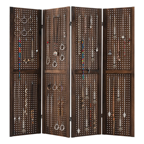 Expositor de pegboard de 4 paneles, 1,5 m de altura, pantalla plegable para manualidades, organizado