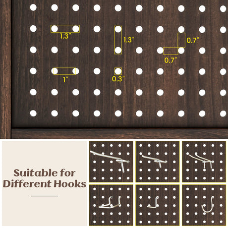 Expositor de pegboard de 4 paneles, 1,5 m de altura, pantalla plegable para manualidades, organizado