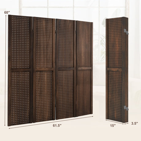 Expositor de pegboard de 4 paneles, 1,5 m de altura, pantalla plegable para manualidades, organizado