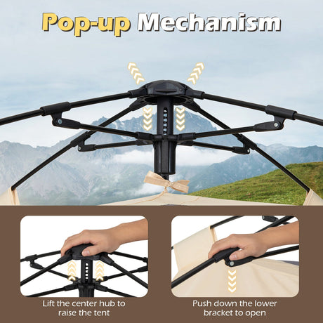 4 Person Camping Tent Portable Automatic Easy Setup with Rainfly and 2 Doors