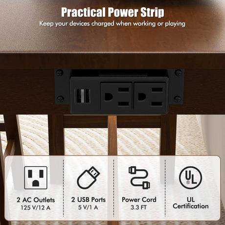 Juego de mesa de bar de 4 piezas con mesa a la altura del mostrador y 3 taburetes de bar tapizados en piel sintética de PVC - Marrón