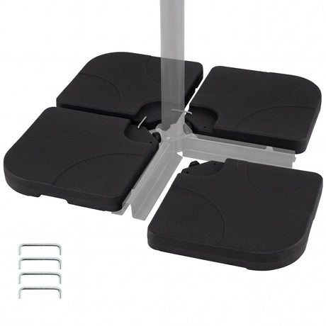 Base de voladizo de 4 piezas, descentrada, cuadrada, de alta resistencia, 74.4 kg, con pasadores de bloqueo en U - Negro