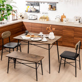 Juego de mesa de comedor de 4 piezas con banco y 2 sillas - Marrón