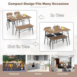 Juego de mesa de comedor de 4 piezas con banco y 2 sillas - Marrón