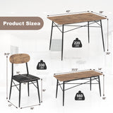 Juego de mesa de comedor de 4 piezas con banco y 2 sillas - Marrón
