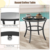 Juego de muebles de exterior de 4 piezas con mesa de centro con tapa de cristal