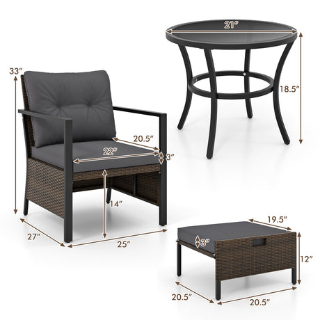 4 Piece Outdoor Furniture Set with Glass Topped Coffee Table