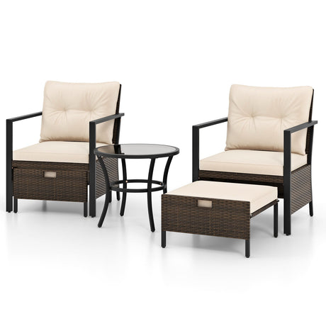 4 Piece Outdoor Furniture Set with Glass Topped Coffee Table