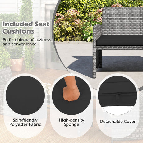 4 Piece Patio Conversation Set Rattan Chair Loveseat and Table Set
