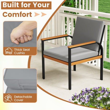 4 Piece Patio Furniture Set with Coffee Table and Loveseat with Removable Cushions-Gray