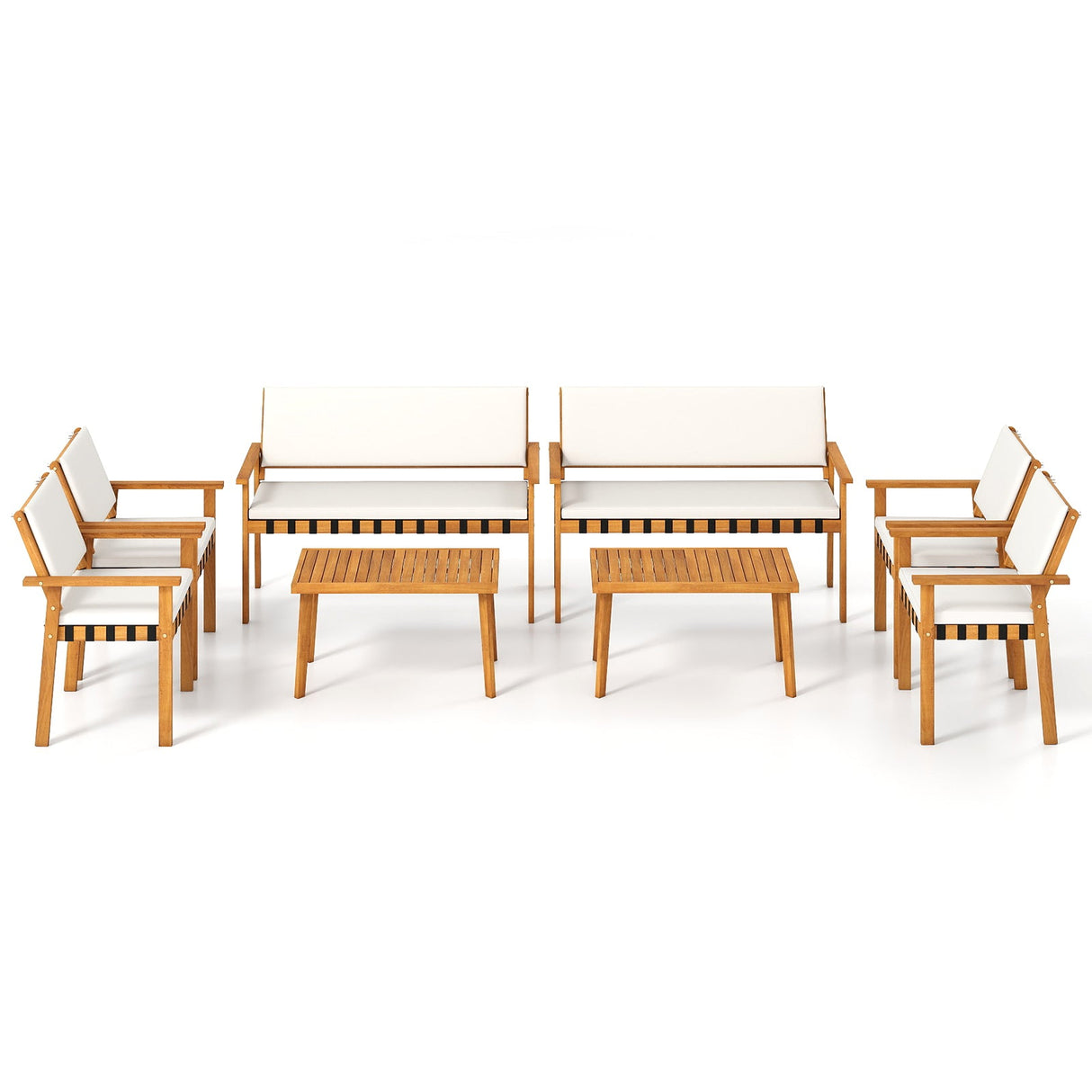 Juego de muebles de patio de 4 piezas con mesa de centro para patio trasero y jardín - Blanco