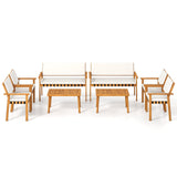Juego de muebles de patio de 4 piezas con mesa de centro para patio trasero y jardín - Blanco