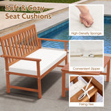 Juego de 4 muebles de madera de acacia con cojines de asiento y robusto armazón de madera, color blanco