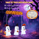 4 Piezas de Decoración de Halloween Fantasmas con Portón y Luces LED que Aparecen